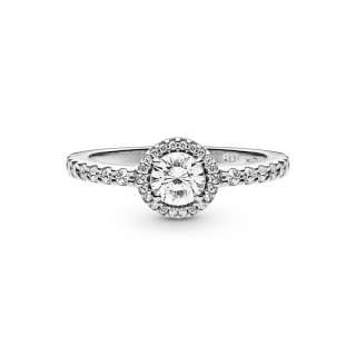 Inel cu model rotund, din argint 925, cu zirconiu cubic