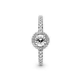 Inel cu model rotund, din argint 925, cu zirconiu cubic