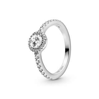 Inel cu model rotund, din argint 925, cu zirconiu cubic