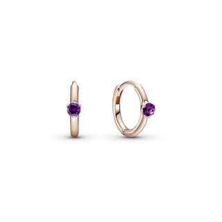 Cercei rotunzi solitaire în nuanța violet