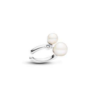Cercel tip ear-cuff Duo cu perle albe tratate cultivate în apă dulce 