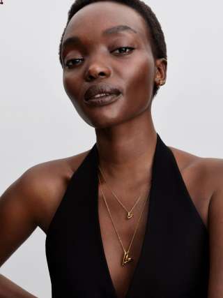 Colier cu pandantiv mic în formă de inimă cu formă organică 