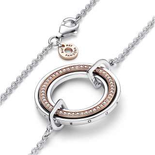 Colier bicolor Pandora Signature Logo Pavé