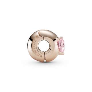 Talisman solitaire cu fixare ușoară cu inimă roz