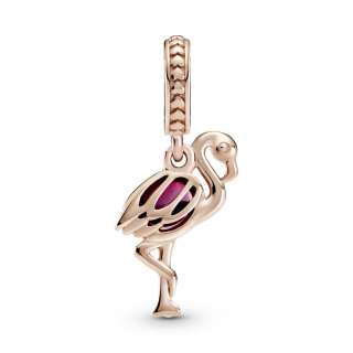 Talisman de tip pandantiv cu flamingo din sticlă de Murano roz