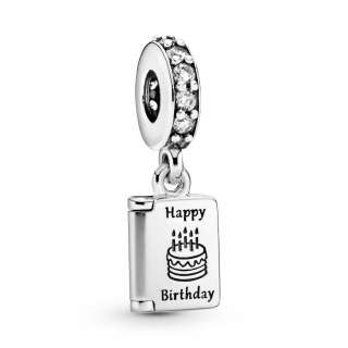 Talisman pandantiv în formă de felicitare, din argint 925, cu zirconiu cubic transparent