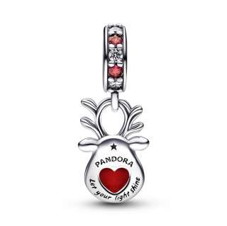 Talisman de tip pandantiv din sticlă de Murano cu ren cu nas roșu
