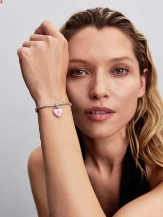 Подвеска-замок — розовое керамическое сердце 