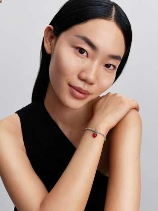 Двойная подвеска — красное сердце из муранского стекла 