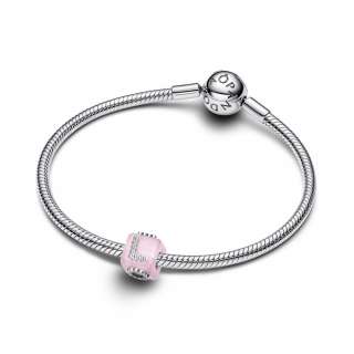 Talisman cu cubul iubirii și sticlă de Murano roz 