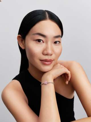 Talisman cu cubul iubirii și sticlă de Murano roz 