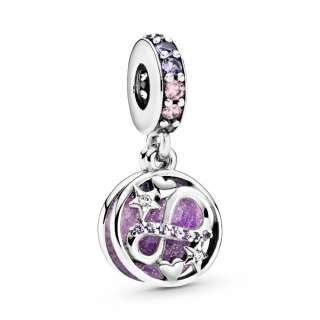 Talisman de tip pandantiv Stele și inimioare strălucitoare în stil infinity