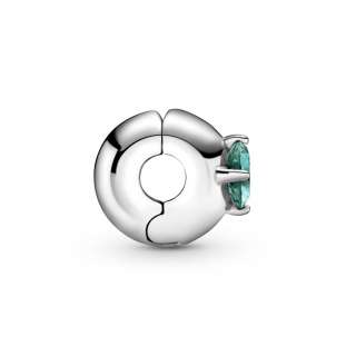 Talisman solitaire rotund verde cu fixare ușoară
