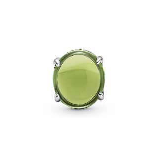 Talisman oval verde tip caboșon