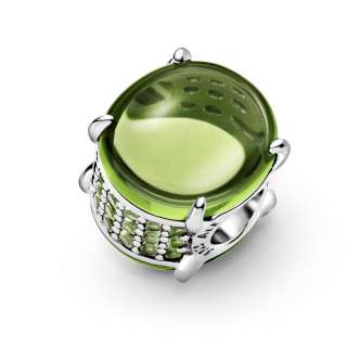 Talisman oval verde tip caboșon