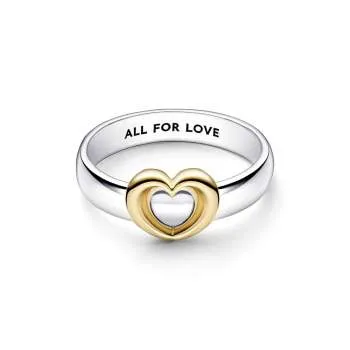 Сверкающее кольцо-слайдер «Сердце» из двух металлов 