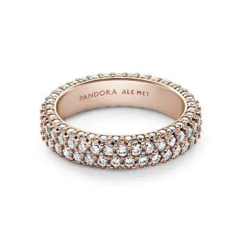 Inel cu un rând dublu de pietre pavé Pandora Timeless 