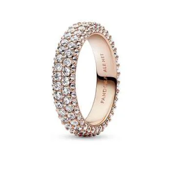 Inel cu un rând dublu de pietre pavé Pandora Timeless 