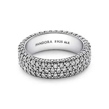 Inel cu rând triplu de pietre pavé Pandora Timeless 