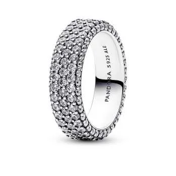 Inel cu rând triplu de pietre pavé Pandora Timeless 