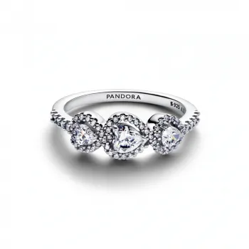 Кольцо «Трилогия сердец» с ореолом 