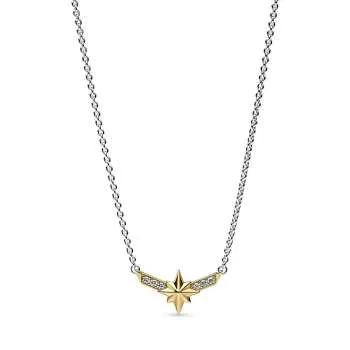 Colierul cu pandativ Marvel Captain Marvel bicolor sub forma de stea cu opt colțuri 