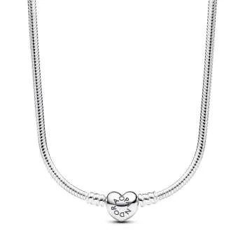 Ожерелье Pandora Moments из цепочек с текстурой змейки, с застежкой в форме сердца 