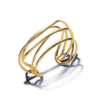Brățară Bangle deschisă în formă organică din sârmă 