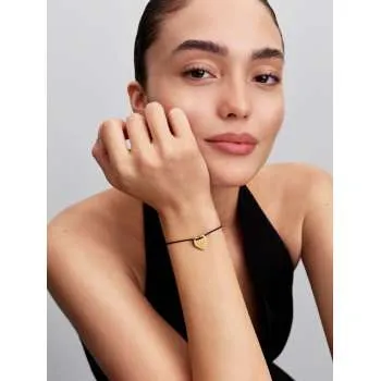 Brățară glisantă cu fir negru cu inimă ce poate fi inscripționată 