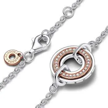Brățară lanț Pandora Signature Pavé cu logo bicolor 