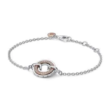 Brățară lanț Pandora Signature Pavé cu logo bicolor 
