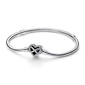 Brățară tip lănțișor clasic cu închizătoare sub formă de inimioară strălucitoare Pandora Moments Infinit 