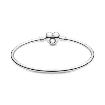 Brăţară bangle Moments din argint, cu închizătoare în formă de inimă cu logo 
