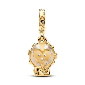 Pandantiv talisman Glob de Zăpadă cu o inimă și fulgi de zăpadă 