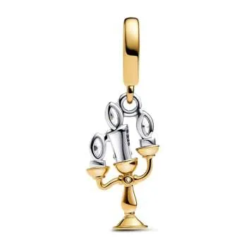 Talisman de tip pandantiv cu Lumiere din Frumoasa și Bestia de la Disney 