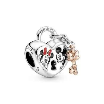Talisman cu lacăt cu Mickey Mouse și Minnie Mouse de la Disney 