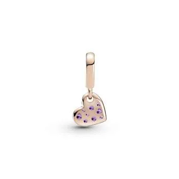 Talisman de tip pandantiv cu inimă înclinată pavé violet regal 