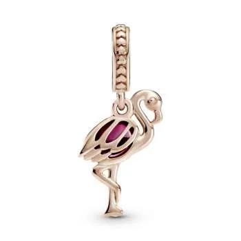 Talisman de tip pandantiv cu flamingo din sticlă de Murano roz 