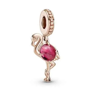 Talisman de tip pandantiv cu flamingo din sticlă de Murano roz 