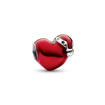 Шарм «Рождественское сердце» красного цвета металлик 