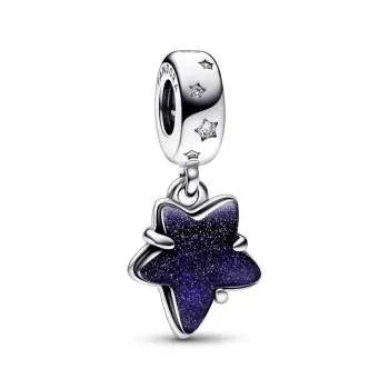 Talisman de tip pandantiv Murano cu stea și galaxie celestă 
