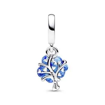 Talisman de tip pandantiv cu arbore genealogic din sticlă de Murano albastră 