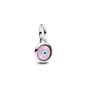 Mini pandantiv suspendat gravabil Evil Eye din sticlă de Murano 