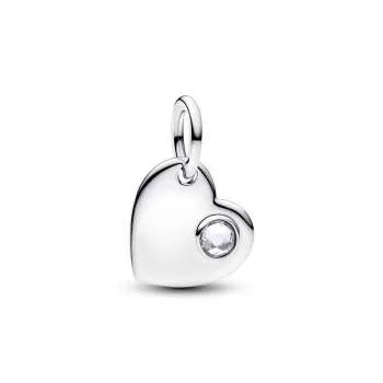 Подвеска-сердце для гравировки с прозрачным камнем — Апрель 