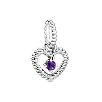 Talisman tip pandantiv cu inimioară cu mărgele violet 