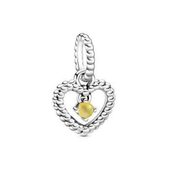 Talisman tip pandantiv cu inimioară cu mărgele galben miere 