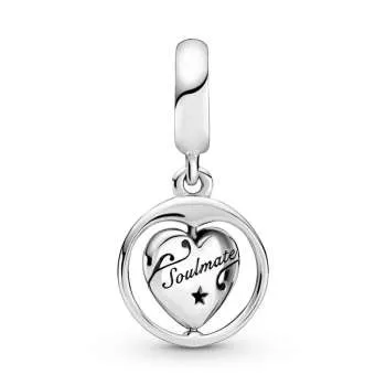 Talisman de tip pandantiv rotitor cu inscripțiile „Forever & Always” și „Soulmate” 