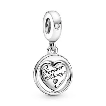 Talisman de tip pandantiv rotitor cu inscripțiile „Forever & Always” și „Soulmate” 
