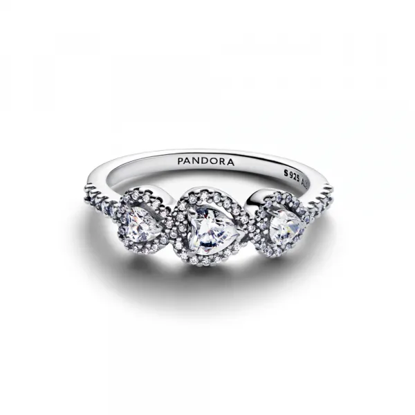 Кольцо «Трилогия сердец» с ореолом 