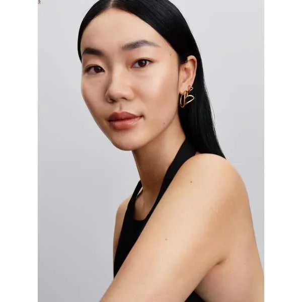 Cercei rotunzi mici cu inimă cu formă organică 